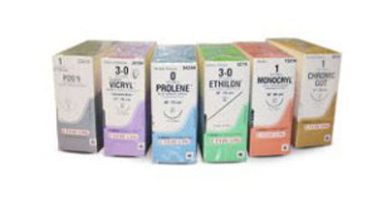 Picture of Suture with Needle Absorbable Uncoated Undyed Suture Chromic Gut Size 4 - 0 18 Inch Suture 1-Needle 16 mm Length 1/2 Circle - Compound Curve Precision Point - Reverse Cutting Needle2644G