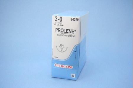Picture of Suture with Needle Prolene™ Nonabsorbable Uncoated Blue Suture Monofilament Polypropylene Suture Size 3 - 0 30 Inch Suture 1-Needle 36 mm Length 1/2 Circle Taper Point Needle8422H