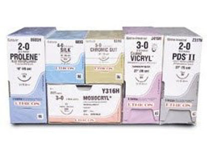 Picture of Suture with Needle Ethibond Nonabsorbable Coated Green Suture Braided Polyester Size 2 - 0 30 Inch Suture 1-Needle 17 mm Length 1/2 Circle Taper Point NeedleX873H