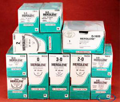 Picture of Suture with Needle Mersilene™ Nonabsorbable Uncoated White Suture Braided Polyester Size 5 - 0 18 Inch Suture Double-Armed 8 mm Length 1/4 Circle Center Point Spatula Needle746G