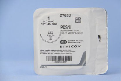 Picture of Suture with Needle PDS™ II Absorbable Uncoated Violet Suture Monofilament Polydioxanone Size 1 18 Inch Suture 1-Needle 48 mm Length 1/2 Circle Taper Point NeedleZ765D