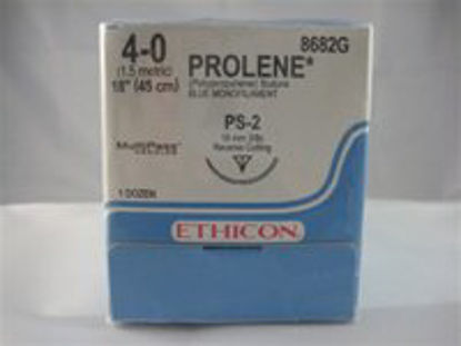 Picture of Suture with Needle Prolene™ Nonabsorbable Uncoated Blue Suture Monofilament Polypropylene Suture Size 4 - 0 10 Inch Suture 1-Needle 8 mm Length 1/2 Circle Precision Point - Reverse Cutting NeedleD8301