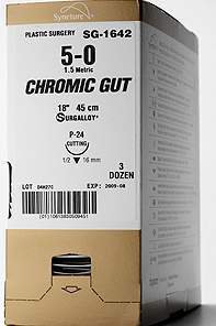 Picture of Suture with Needle Absorbable Uncoated Undyed Suture Chromic Gut Size 6 - 0 18 Inch Suture Double-Armed 7 mm Length 3/8 Circle Reverse Cutting NeedleG-1794K