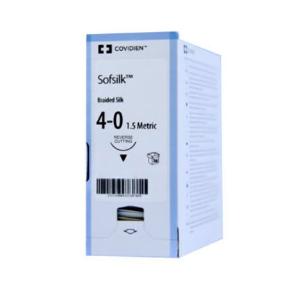 Picture of Suture with Needle Sofsilk™ Nonabsorbable Coated Black Suture Braided Silk Size 4 - 0 18 Inch Suture 1-Needle 19 mm Length 3/8 Circle Reverse Cutting NeedleSS-5677
