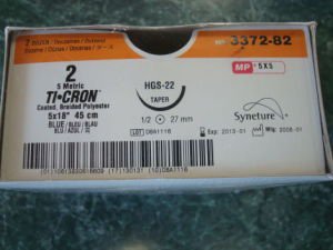 Picture of Suture with Needle Ti•Cron™ Nonabsorbable Coated Black Suture Braided Polyester Size 4 - 0 18 Inch Suture 1-Needle 19 mm Length 3/8 Circle Reverse Cutting NeedleSCD-3049G