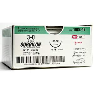 Picture of Suture with Needle Surgilon™ Nonabsorbable Coated Black Suture Braided Nylon Size 4 - 0 30 Inch Suture 1-Needle 17 mm Length 1/2 Circle Taper Point Needle88861995-31