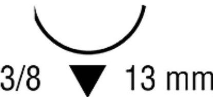 Picture of Suture with Needle Caprosyn™ Absorbable Uncoated Violet Suture Monofilament Polyester Size 4 - 0 18 Inch Suture 1-Needle 13 mm Length 3/8 Circle Reverse Cutting NeedleSC-5590G