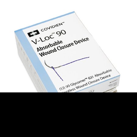 Picture of Suture with Needle V-Loc™ 90 Wound Closure Device Absorbable Uncoated Undyed Suture Barbed Monofilament Polyester Size 3 - 0 6 Inch Suture 1-Needle 19 mm Length 3/8 Circle Reverse Cutting NeedleVLOCM0004