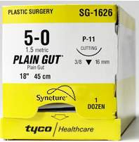 Picture of Suture with Needle Premium Absorbable Uncoated Undyed Suture Plain Gut Size 4 - 0 18 Inch Suture 1-Needle 19 mm Length 3/8 Circle Reverse Cutting NeedleSG-5627