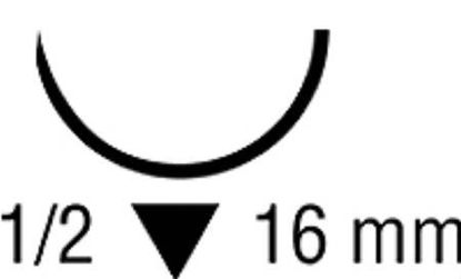 Picture of Suture with Needle Caprosyn™ Absorbable Uncoated Undyed Suture Monofilament Polyester Size 5 - 0 18 Inch Suture 1-Needle 16 mm Length 1/2 Circle Reverse Cutting NeedleSC-5642G