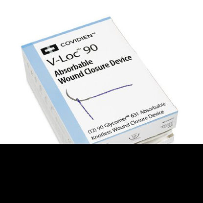 Picture of Suture with Needle V-Loc™ 90 Wound Closure Device Absorbable Uncoated Undyed Suture Barbed Monofilament Polyester Size 2 - 0 6 Inch Suture 1-Needle 19 mm Length 3/8 Circle Reverse Cutting NeedleVLOCM0005