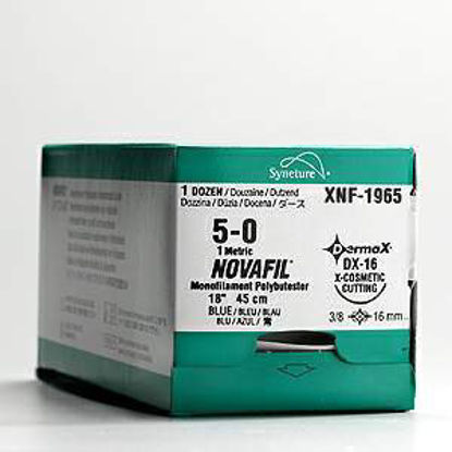 Picture of Suture with Needle Novafil™ Nonabsorbable Uncoated Blue Suture Monofilament Polybutester Size 1 18 Inch Suture 1-Needle 37 mm Length 1/2 Circle Taper Point Needle8886445473
