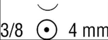 Picture of Suture with Needle Monosof™~Dermalon™ Nonabsorbable Uncoated Black Suture Monofilament Nylon Size 9 - 0 3 Inch Suture 1-Needle 4 mm Length 3/8 Circle Taper Point NeedleN-1603G