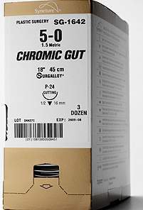 Picture of Suture with Needle Absorbable Uncoated Undyed Suture Chromic Gut Size 4 - 0 18 Inch Suture Double-Armed 8 mm Length 1/2 Circle Spatula NeedleG-1798K