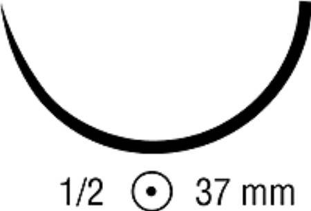 Picture of Suture with Needle Biosyn™ Absorbable Uncoated Violet Suture Monofilament Polyester Size 2 - 0 18 Inch Suture 1-Needle 37 mm Length 1/2 Circle Taper Point NeedleCM-9M