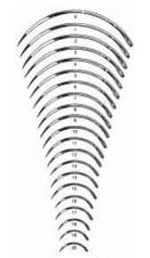 Picture of Suture Needle Integra® Miltex® 3/8 Circle Reverse Cutting Needle Regular Surgeon's Type Size 10 NeedleMS140-10