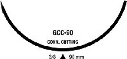 Picture of Suture with Needle Monosof™~Dermalon™ Nonabsorbable Uncoated Black Suture Monofilament Nylon Size 2 - 0 40 Inch Suture 1-Needle 90 mm Length 3/8 Circle Conventional Cutting NeedleCN-791
