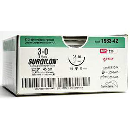 Picture of Suture with Needle Surgilon™ Nonabsorbable Coated Black Suture Braided Nylon Size 4 - 0 18 Inch Suture 1-Needle 10 mm Length 1/2 Circle Taper Point Needle88861910-32