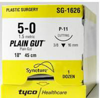 Picture of Suture with Needle Absorbable Uncoated Undyed Suture Chromic Gut Size 6 - 0 18 Inch Suture 1-Needle 11 mm Length 3/8 Circle Reverse Cutting NeedleG-1790K