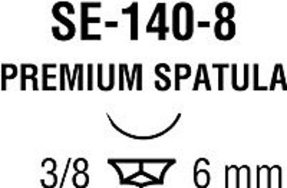 Picture of Suture with Needle Monosof™~Dermalon™ Nonabsorbable Uncoated Black Suture Monofilament Nylon Size 9 - 0 12 Inch Suture Double-Armed 6 mm Length 3/8 Circle Spatula NeedleN-2717-K