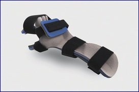Picture of Resting Hand Orthosis with Finger Separators Contoured Foam / Kydex® Thermoplastic Right Hand Black / Blue / Gray Medium39SRH-M-R