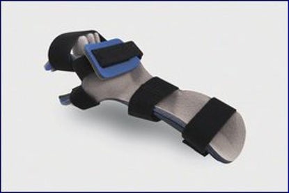 Picture of Resting Hand Orthosis with Finger Separators Contoured Foam / Kydex® Thermoplastic Right Hand Black / Blue / Gray Medium39SRH-M-R