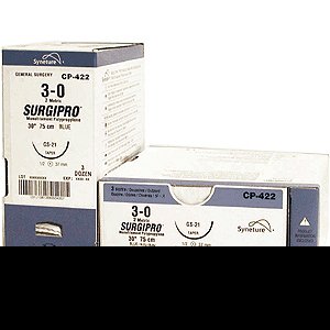 Picture of Suture with Needle Surgipro™ Nonabsorbable Uncoated Blue Suture Monofilament Polypropylene Suture Size 4 - 0 30 Inch Suture 1-Needle 16 mm Length 3/8 Circle Reverse Cutting NeedleSP-631