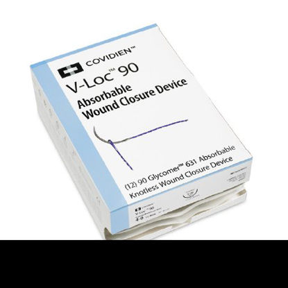 Picture of Suture with Needle V-Loc™ 90 Wound Closure Device Absorbable Uncoated Undyed Suture Barbed Monofilament Polyester Size 3 - 0 18 Inch Suture 1-Needle 24 mm Length 3/8 Circle Reverse Cutting NeedleVLOCM0124