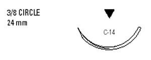 Picture of Suture with Needle Polysorb™ Absorbable Coated Undyed Suture Braided Polyester Size 4 - 0 30 Inch Suture 1-Needle 24 mm Length 3/8 Circle Reverse Cutting NeedleSL-692