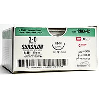 Picture of Suture with Needle Surgilon™ Nonabsorbable Coated White Suture Braided Nylon Size 4 - 0 18 Inch Suture 1-Needle 19 mm Length 3/8 Circle Reverse Cutting NeedleSBS-1884G