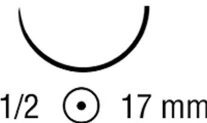 Picture of Suture with Needle Caprosyn™ Absorbable Uncoated Violet Suture Monofilament Polyester Size 4 - 0 30 Inch Suture 1-Needle 17 mm Length 1/2 Circle Taper Point NeedleUC-214