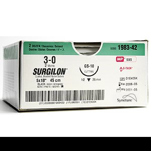 Picture of Suture with Needle Surgilon™ Nonabsorbable Coated Black Suture Braided Nylon Size 4 - 0 18 Inch Suture 1-Needle 16 mm Length 3/8 Circle Reverse Cutting Needle88861981-33