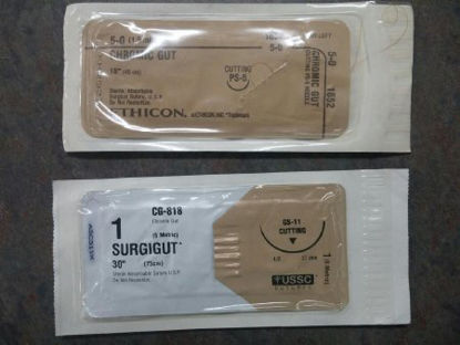 Picture of Suture without Needle Chromic Gut Absorbable Uncoated Size 3 - 0 60 Inch SutureG-212