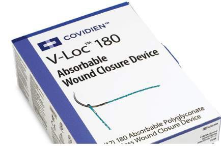 Picture of Suture with Needle V-Loc™ 180 Wound Closure Device Absorbable Uncoated Clear Suture Barbed Monofilament Polyglyconate Size 3 - 0 12 Inch Suture 1-Needle 19 mm Length 3/8 Circle Reverse Cutting NeedleVLOCL0014