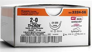 Picture of Suture with Needle Ti•Cron™ Nonabsorbable Coated Blue Suture Braided Polyester Size 0 48 Inch Suture 1-Needle 23 mm Length Ski Ski Taper Point Needle88863017-61