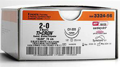 Picture of Suture with Needle Ti•Cron™ Nonabsorbable Coated Blue Suture Braided Polyester Size 0 48 Inch Suture 1-Needle 23 mm Length Ski Ski Taper Point Needle88863017-61