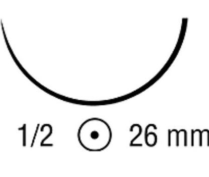 Picture of Suture with Needle Biosyn™ Absorbable Uncoated Violet Suture Monofilament Polyester Size 4 - 0 30 Inch Suture 1-Needle 26 mm Length 1/2 Circle Taper Point NeedleGM-121