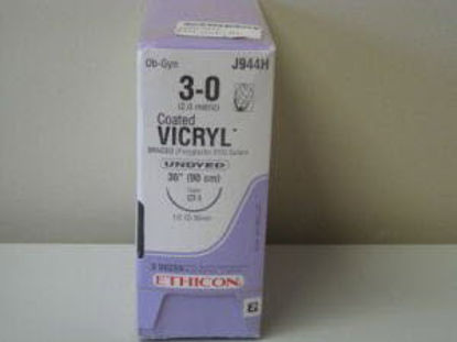Picture of Suture with Needle Coated Vicryl™ Absorbable Coated Undyed Suture Braided Polyglactin 910 Size 3 - 0 36 Inch Suture 1-Needle 36 mm Length 1/2 Circle Taper Point NeedleJ944H