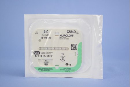 Picture of Suture with Needle Nurolon™ Nonabsorbable Coated Black Suture Braided Nylon Size 4 - 0 18 Inch Suture 1-Needle 13 mm Length 1/2 Circle Taper Point NeedleC584D