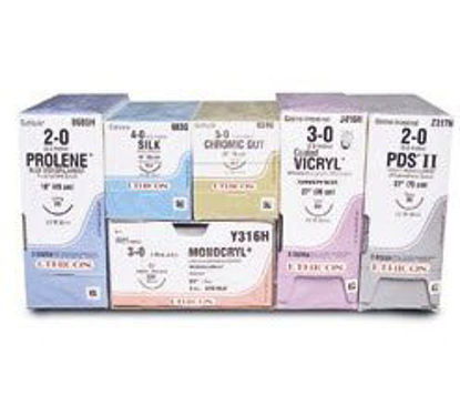 Picture of Antibacterial Suture with Needle Coated Vicryl™ Plus Absorbable Coated Undyed Suture Braided Polyglactin 910 with Irgacare MP Antibacterial Suture Size 1 36 Inch Suture 1-Needle 36 mm Length 1/2 Circle Taper Point NeedleVCP947H