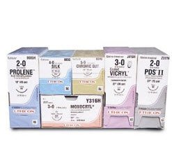 Picture of Suture with Needle PDS™ II Absorbable Uncoated Clear Suture Monofilament Polydioxanone Size 4 - 0 18 Inch Suture 1-Needle 8 mm Length 1/2 Circle Precision Point - Reverse Cutting NeedleZ504G