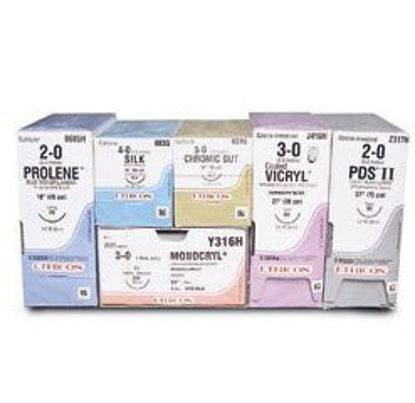 Picture of Suture with Needle PDS™ II Absorbable Uncoated Clear Suture Monofilament Polydioxanone Size 4 - 0 18 Inch Suture 1-Needle 8 mm Length 1/2 Circle Precision Point - Reverse Cutting NeedleZ504G