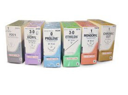 Picture of Suture with Needle Ethilon™ Nonabsorbable Uncoated Black Suture Monofilament Nylon Size 2 - 0 30 Inch Suture 1-Needle 60 mm Length Straight Conventional Cutting Needle628H