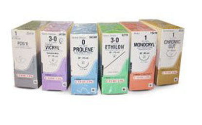 Picture of Suture with Needle Perma-Hand™ Nonabsorbable Coated Black Suture Braided Silk Size 0 30 Inch Suture 1-Needle 30 mm Length 3/8 Circle Reverse Cutting Needle680H