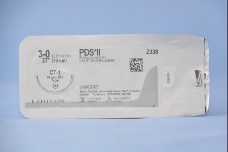 Picture of Suture with Needle PDS™ II Absorbable Uncoated Violet Suture Monofilament Polydioxanone Size 3 - 0 27 Inch Suture 1-Needle 36 mm Length 1/2 Circle Taper Point NeedleZ338H