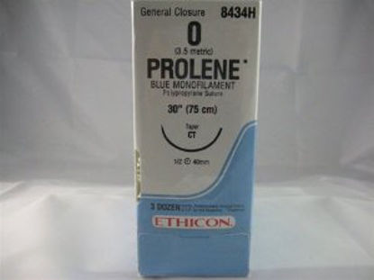 Picture of Suture with Needle Prolene™ Nonabsorbable Uncoated Blue Suture Monofilament Polypropylene Suture Size 0 30 Inch Suture 1-Needle 40 mm Length 1/2 Circle Taper Point Needle8434H
