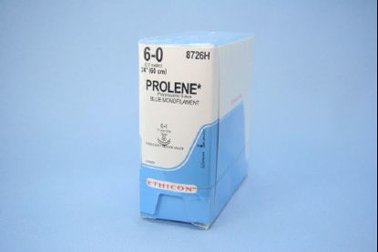 Picture of Suture with Needle Prolene™ Nonabsorbable Uncoated Blue Suture Monofilament Polypropylene Suture Size 6 - 0 24 Inch Suture Double-Armed 12 mm Length 3/8 Circle Taper Point Needle8726H