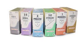 Picture of Suture with Needle Absorbable Uncoated Undyed Suture Plain Gut Size 5 - 0 18 Inch Suture Double-Armed 8 mm Length 1/4 Circle Spatula Needle1772G