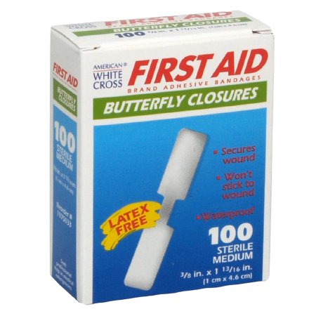 Picture of Skin Closure Strip First Aid Brand 1/8 X 1-13/16 Inch Nonwoven Material Butterfly Closure White60233
