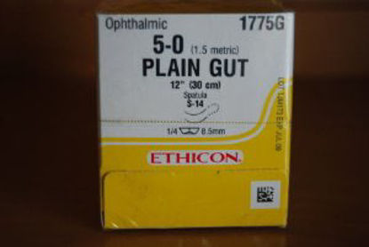 Picture of Suture with Needle Absorbable Uncoated Undyed Suture Plain Gut Size 5 - 0 12 Inch Suture Double-Armed 8 mm Length 1/4 Circle Spatula Needle1775G